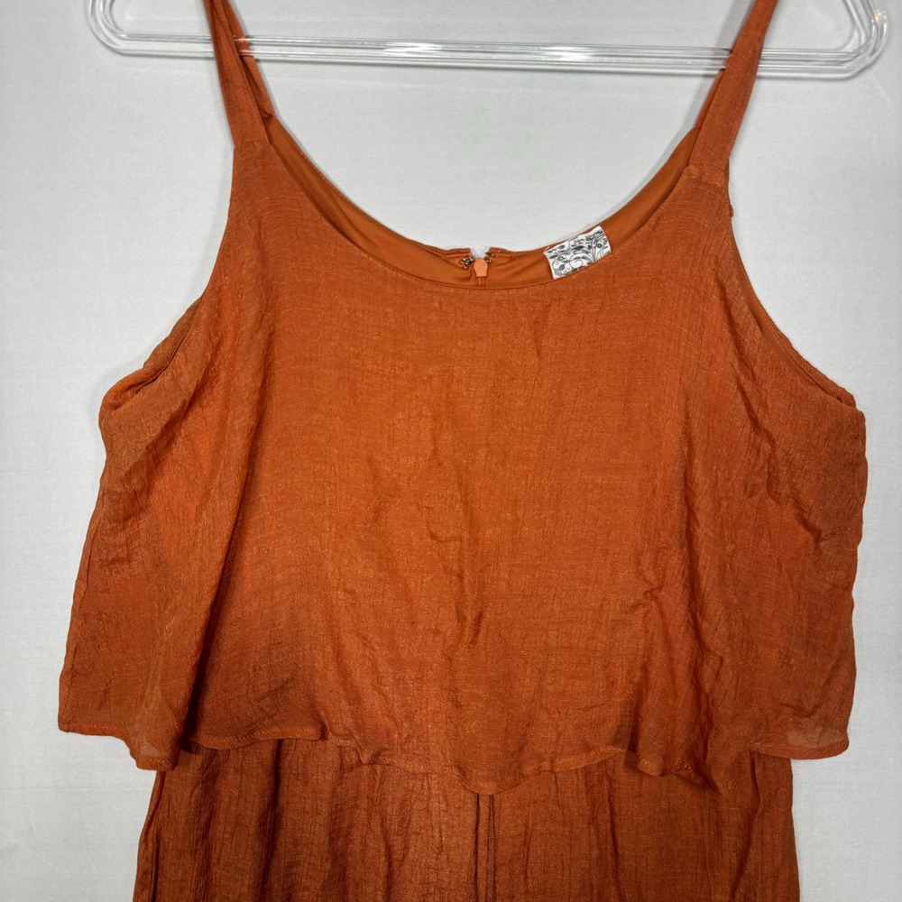 Naif Jumpsuit Womens XL Orange Layered Spaghetti Strap Wide Leg - Picture 4 of 8